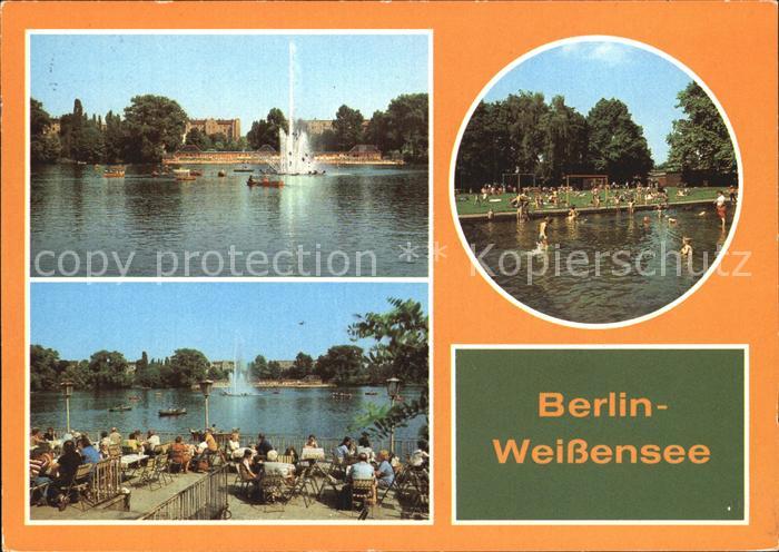 Weissensee Berlin Badestelle Fontaene im See
