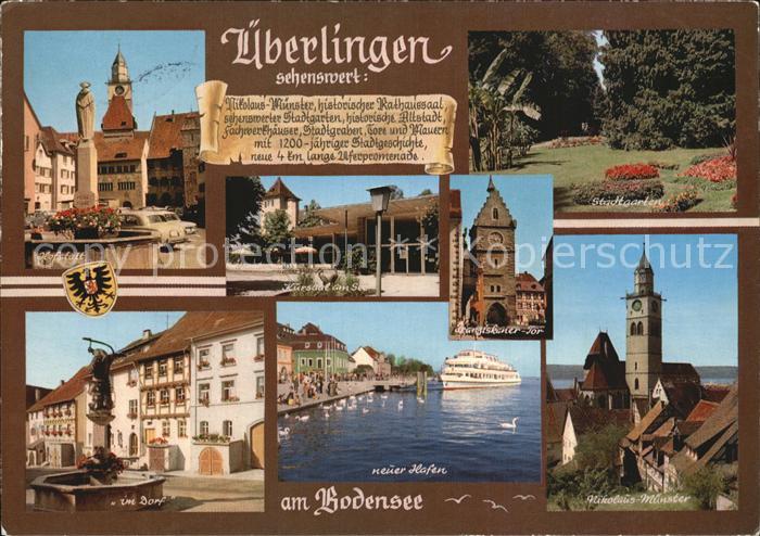 ueberlingen Bodensee Nikolaus Muenster neuer Hafen Brunnen Stadtgarten