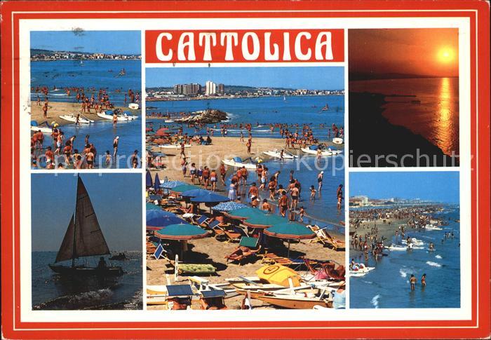 Cattolica Rimini Strand Sonnenuntergang Segelboot