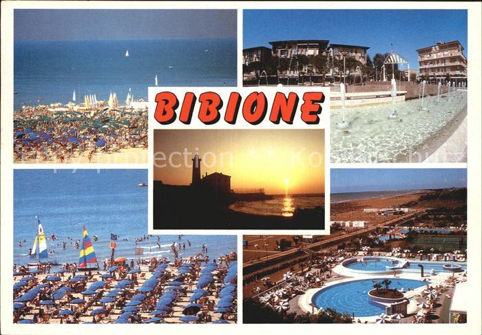Bibione Strand Sonnenuntergang Hotelanlagen