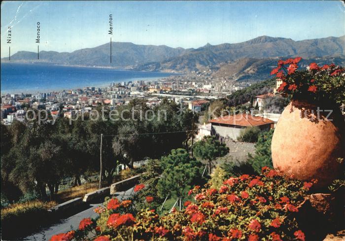 Bordighera Panorama mit Nizza Monaco Menton