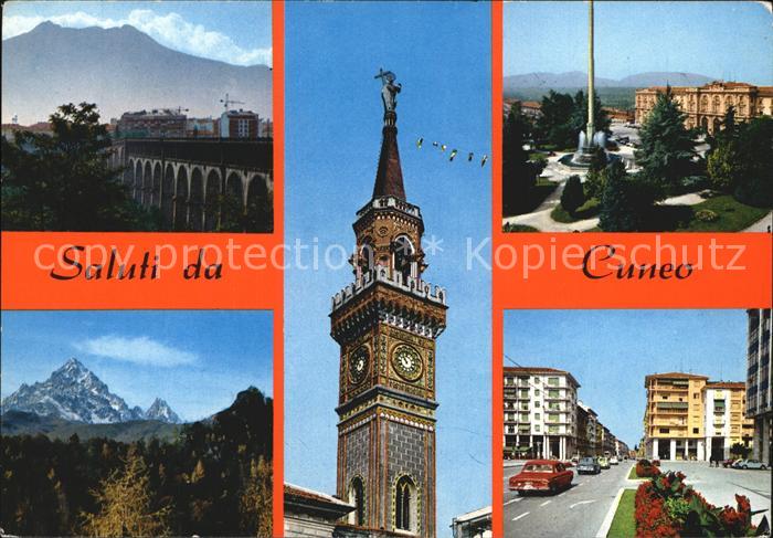 Cuneo Bruecke Panorama Platz Kirchturm