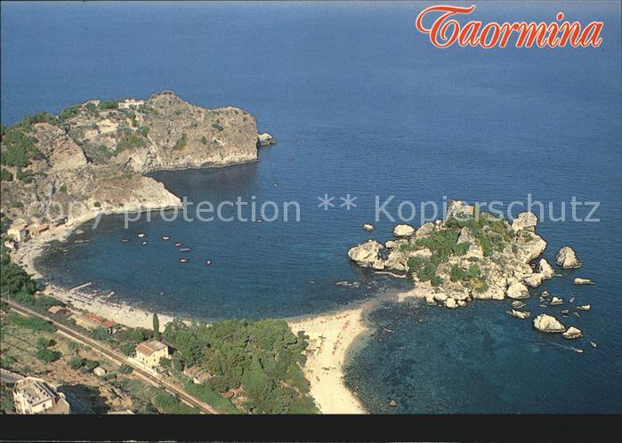 Taormina Sizilien Fliegeraufnahme Isola Bella und Kap Andreas