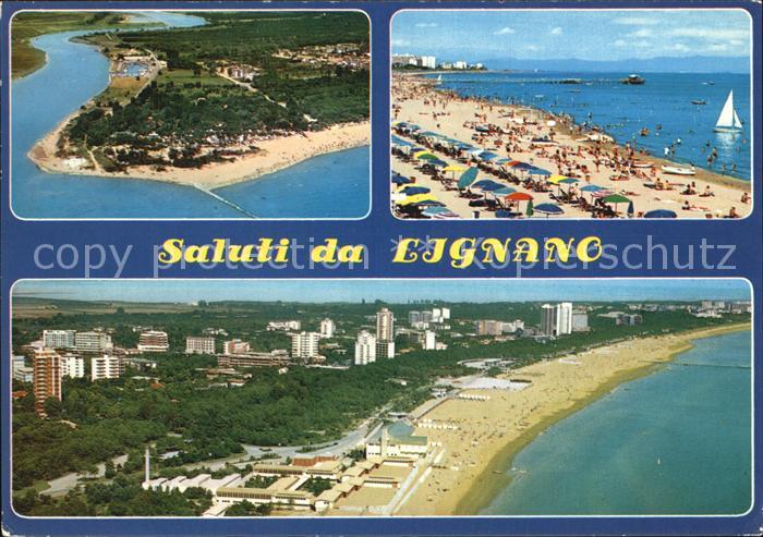 Lignano Strand Fliegeraufnahme Camping Pino Mare