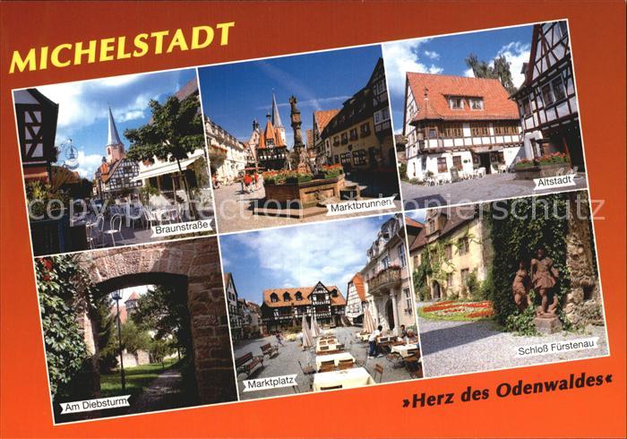 Michelstadt Marktplatz Marktbrunnen Am Diebsturm Braunstrasse Schloss Fuerstnau