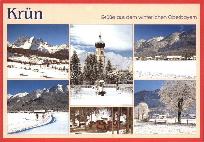 Kruen Blick auf Hochblassen Alpspitze Zugspitze Sebastiankirche