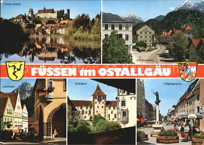 Fuessen Allgaeu Hohes Schloss Lechthalde Schlosshof Fussgaengerzone Schulhauspla