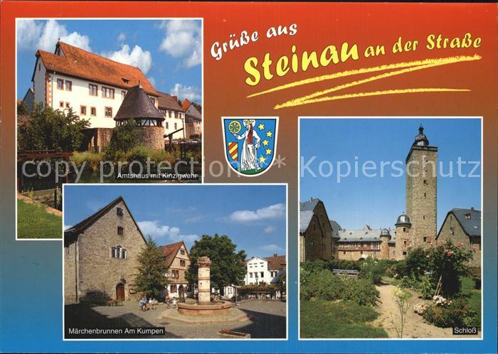 Steinau Strasse Schloss Amtshaus mit Kinzigwehr Maerchenbrunnen Am Kumpen