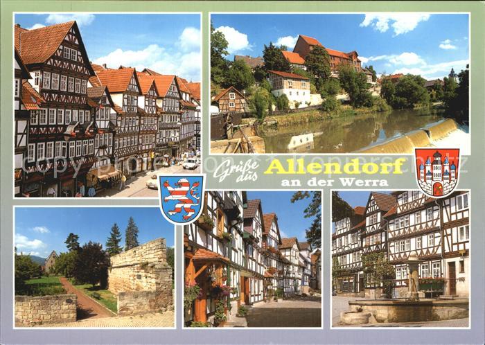 Allendorf Werra Altstadt Fachwerkhaeuser Brunnen