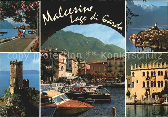 Malcesine Lago di Garda See Burg Hafen Panorama