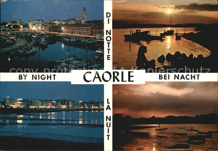 Caorle Venezia Nachtaufnahmen Strand Boote Stadtansicht