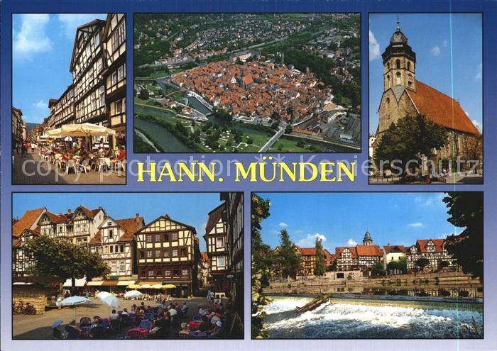 Hannoversch Muenden Kirche Stadtansicht Fachwerkhaeuser Marktpatz