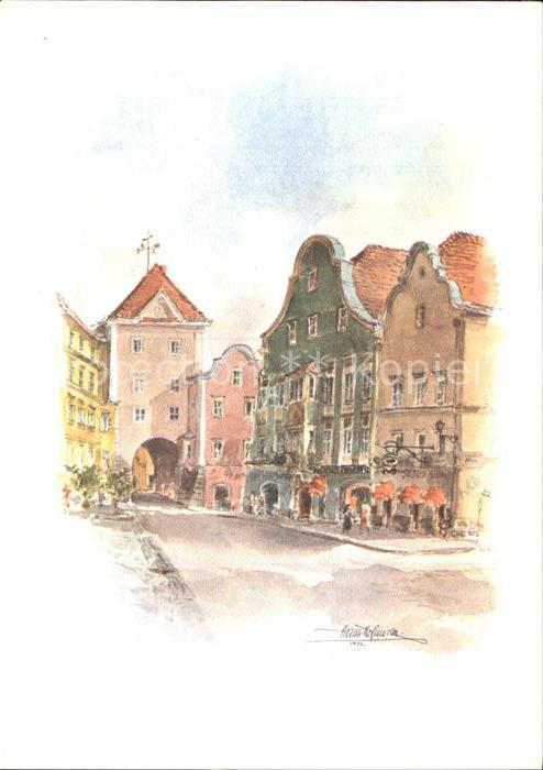 Schaerding Kuenstlerkarte Linzertor Oberer Stadtplatz