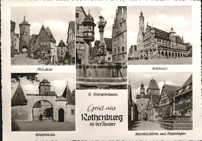 Rothenburg Tauber Roederbastei Rathaus Ploenlein Markusturm Roederbogen