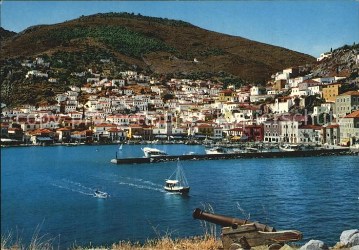 Hydra Greece Panorama Hafen Berge