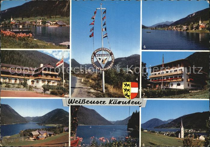 Weissensee Kaernten Techendorf Ausblick von Naggl Ostufer Westufer