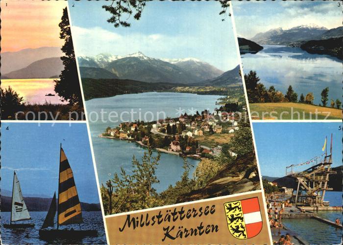 Millstatt Millstaettersee Fliegeraufnahme Strandbad mit Springturm