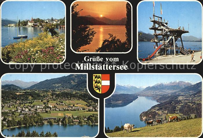 Millstatt Millstaettersee Abendstimmung Sprungturm Seeboden Doebriach