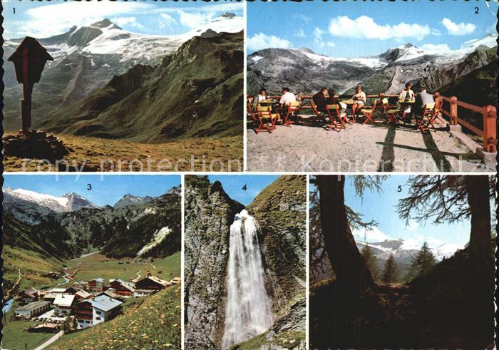 Hintertux Zillertal Tuxerjoch mit Kreuz Terrassenblick Schleierfall