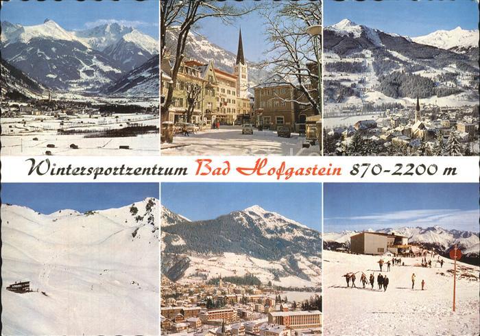 Bad Hofgastein Skipiste Stadtplatz mit Kirche Gesamtansicht Skipisten