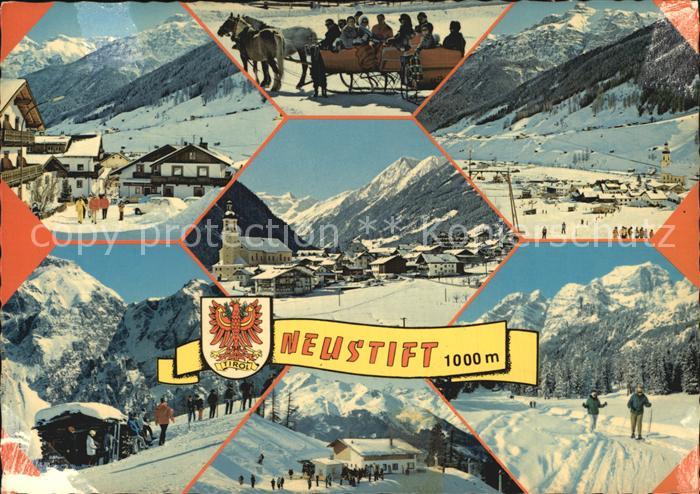 Neustift Stubaital Tirol Teilansicht Skipisten Pferdeschlitten