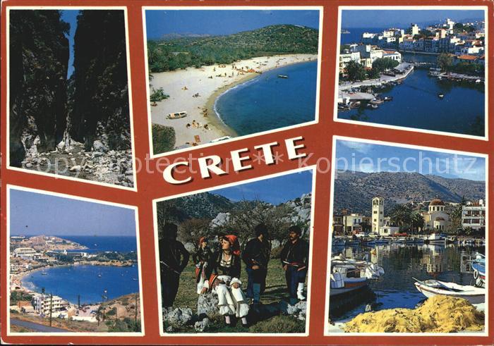 Kreta Crete Fliegeraufnahme Strand Bucht Trachtengruppe Hafen