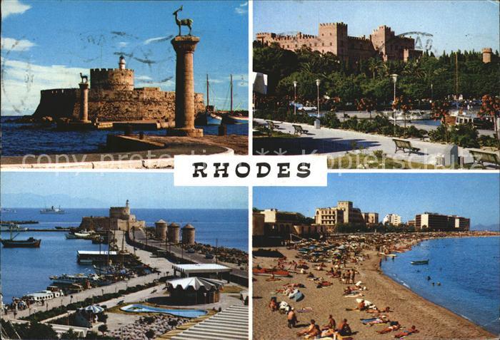 Rhodes Rhodos Greece Hafeneinfahrt Strand Hafen Festung