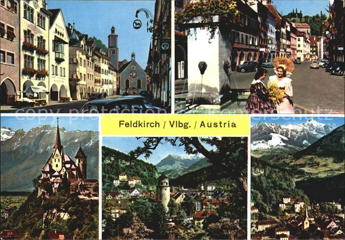 Feldkirch Vorarlberg Dorfplatz Brunnen Burg