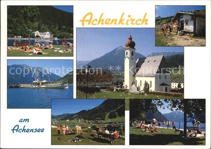 Achenkirch Kirche See mit Personenschiff Badestellen