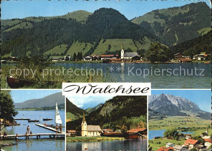 Walchsee Tirol Gesamtansicht Kirche Badestrand