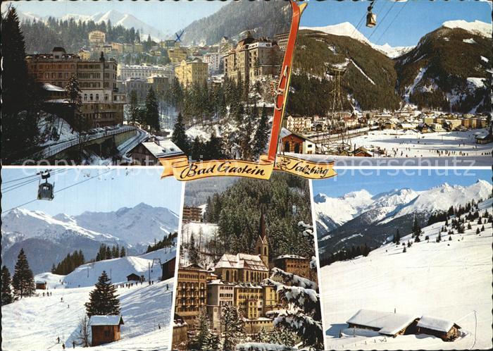 Badgastein Teilansicht Gondelbahn uebungshang Kirche
