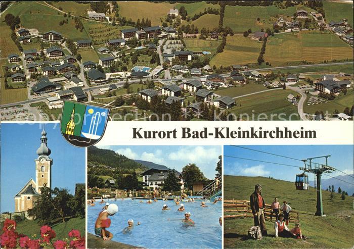Bad Kleinkirchheim Kaernten Fliegeraufnahme Kirche Schwimmbad Bergbahn