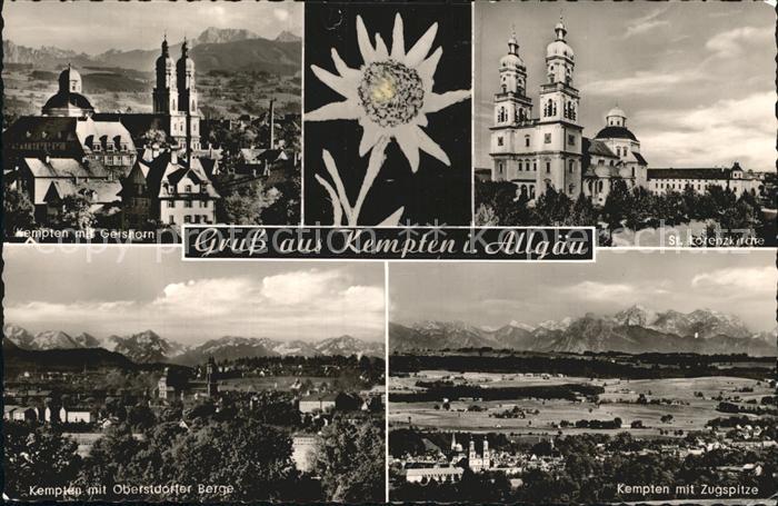 Kempten Allgaeu Stadtbild mit St Lorenzkirche Alpenpanorama Zugspitze Wetterstei
