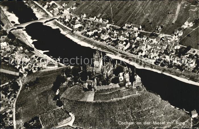 Cochem Mosel mit Reichsburg Fliegeraufnahme