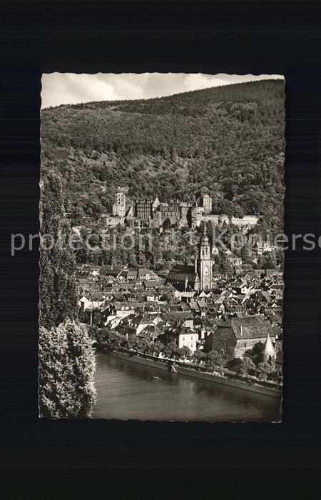 Heidelberg Neckar Panorama Blick zum Schloss