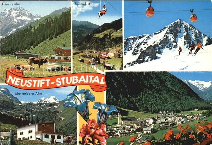 Neustift Stubaital Tirol Almen Sessellift Sommerpanorama Skipiste Enzian