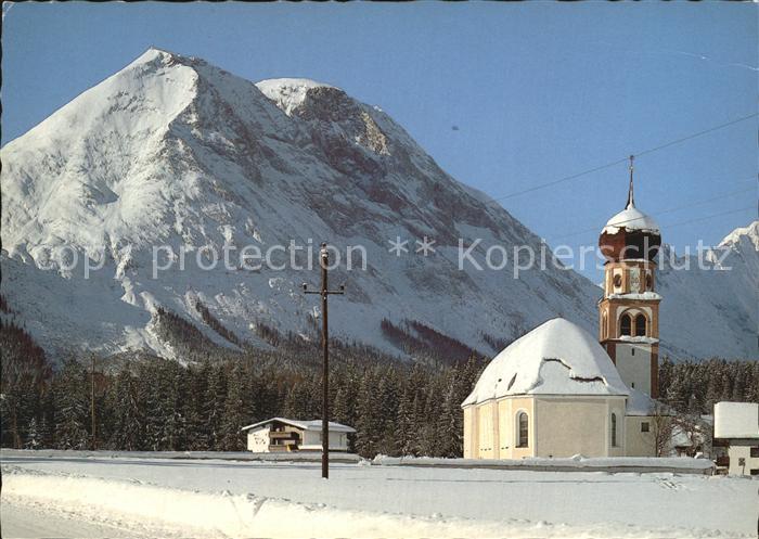 Kirchplatzl Oberleutasch Pfarrkirche Hohe Munde Winterpanorama Mieminger Kette