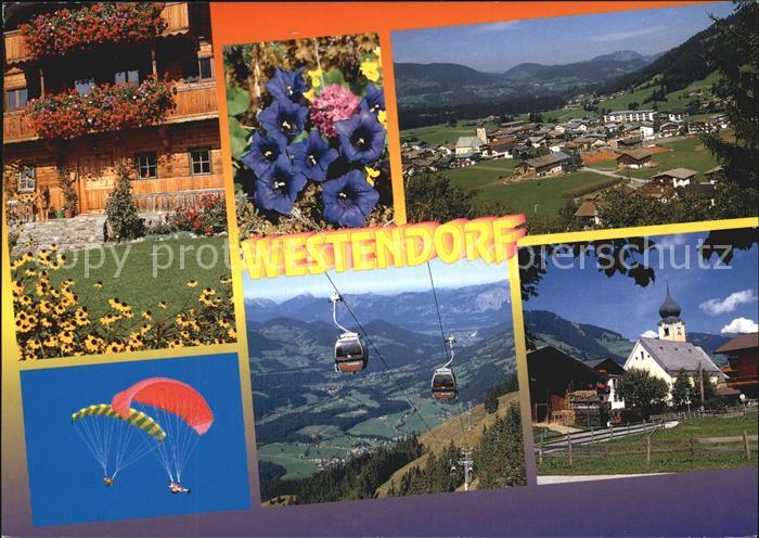 Westendorf Tirol Teilansichten Ferienort Brixental Bergbahn Blumen  Kirche Gleit
