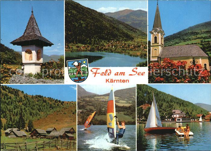 Feld See Bildstocke Panorama Kirche Segeln Windsurfen Tretboot Berghuetten