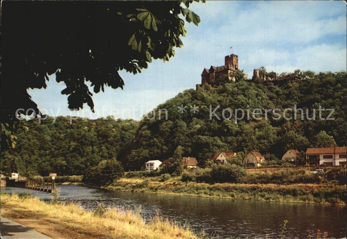 Lahnstein Burg Lahneck an der Muendung der Lahn in den Rhein