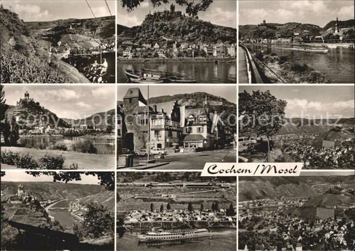 Cochem Mosel Teilansichten Weinstadt mit Reichsburg Moseltal Binnenschifffahrt