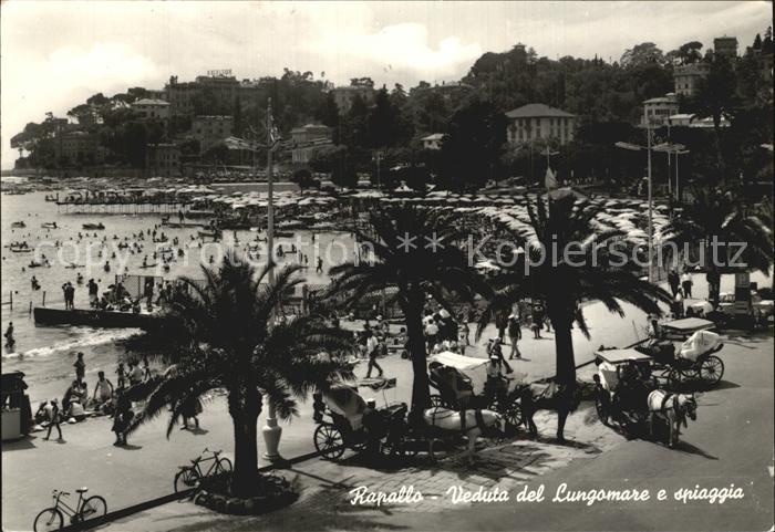 Rapallo Veduta del Lungomare e spiaggia Strandpromenade Palmen