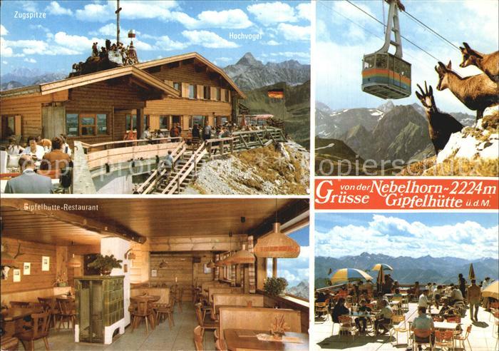 Oberstdorf Nebelhorn Gipfelhuette Bergrestaurant Bergbahn Gemsen Allgaeuer Alpen