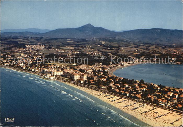 Hendaye Pyrenees Atlantiques Vue aerienne de la plage et la Rhune Fr