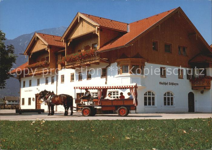 Pinswang Tirol Gasthof Schlurenhof Planwagen Pferde