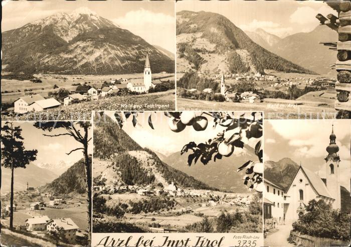 Arzl Pitztal Panorama gegen Tschirgant Ortspartie Kirche