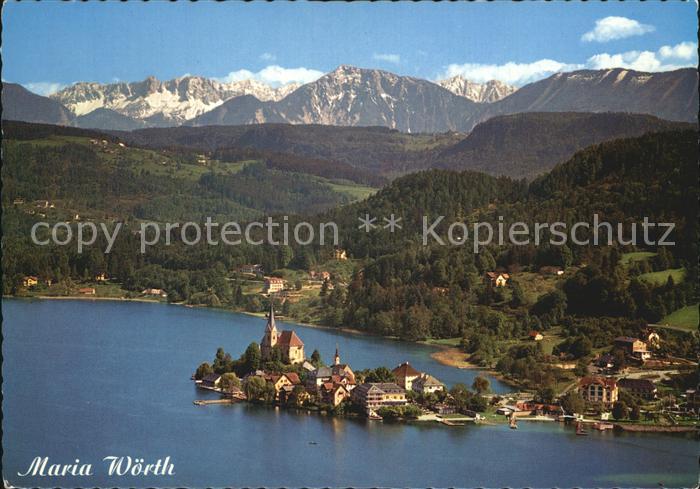 Maria Woerth Woerthersee gegen Karawanken Fliegeraufnahme