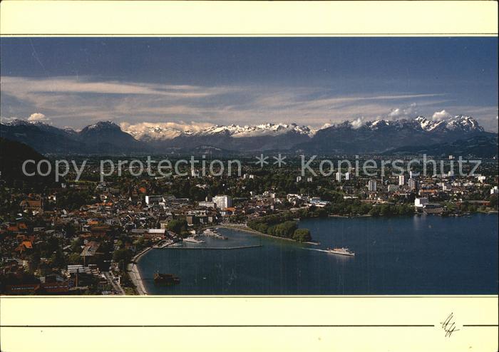 Bregenz Vorarlberg Panorama Blick gegen Schweizer Berge Bodensee
