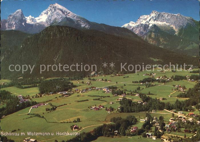 Schoenau Bad mit Watzmann und Hochkalter Berchtesgadener Alpen Fliegeraufnahme