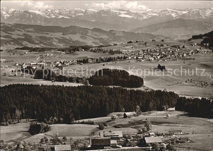 Scheidegg Allgaeu Panorama Blick vom AEG Ferienheim Alpenkette